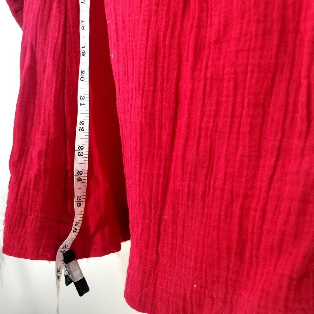Quince Wild Cherry Jumpsuit; Organic Cotton Gauze Smocked Wide Leg - Picture 12 of 13